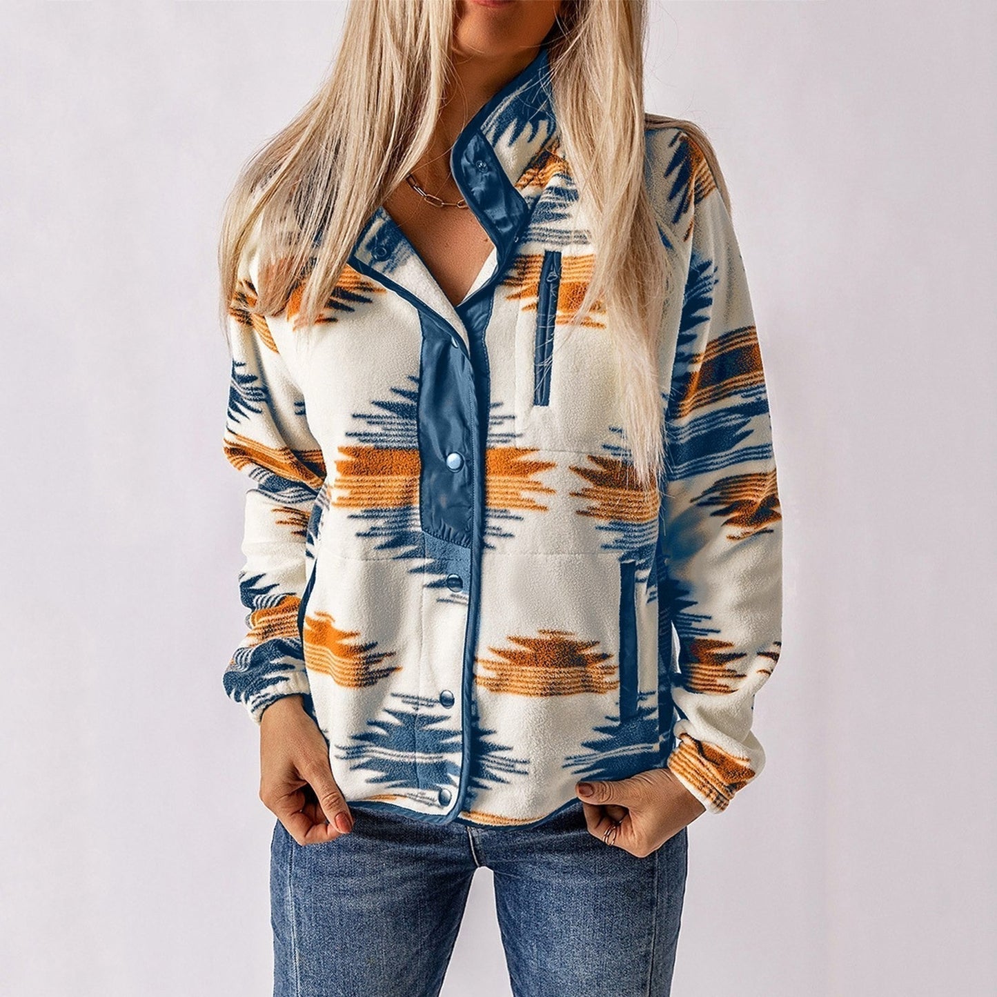 Demetria | Patterned Button Front Jacket