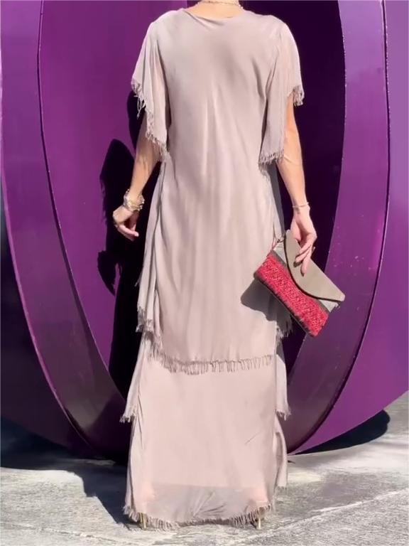 Carlijn | V-Neck Ruffle Maxi Dress Short Sleeve