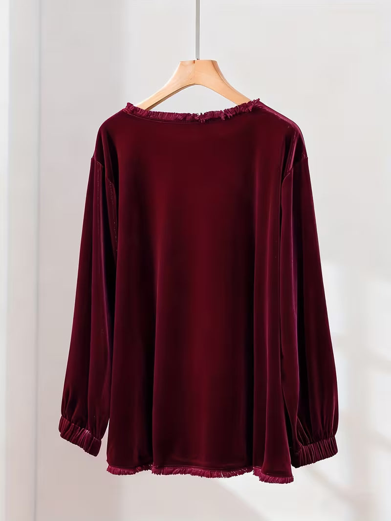 Petunia | Velvet Long Sleeve Loose Fit Top