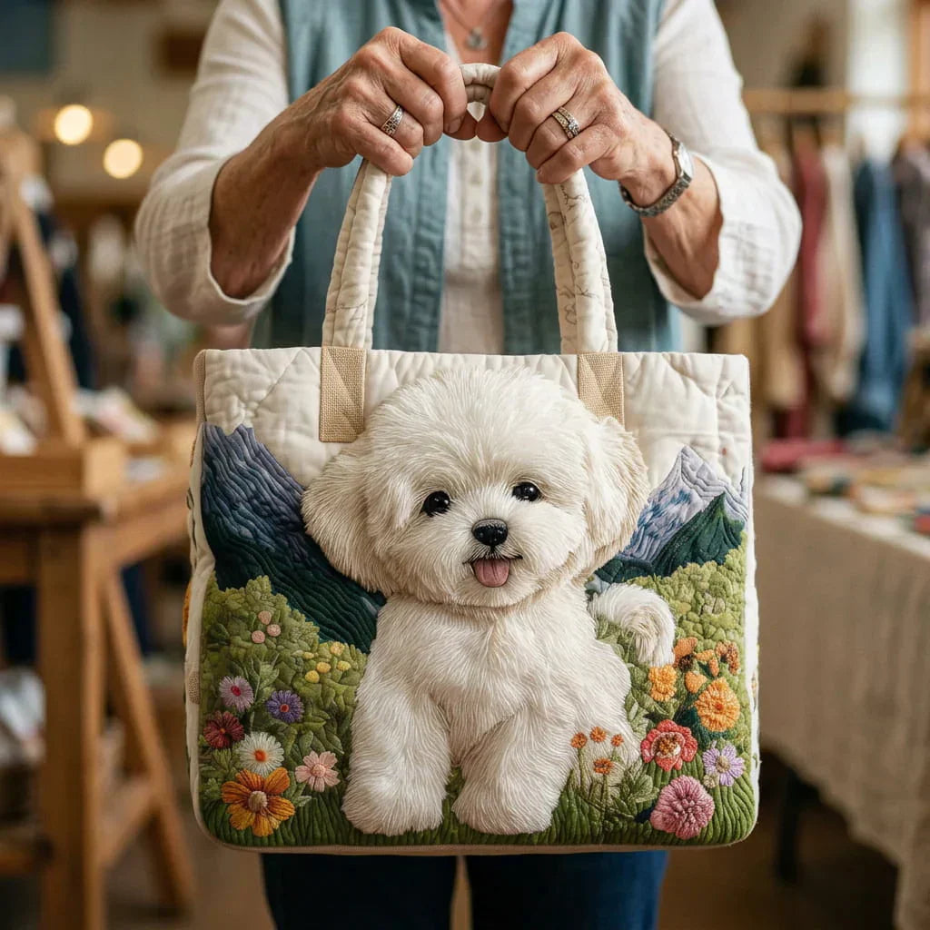 Wilairat | Quilted Dog Print Tote Bag