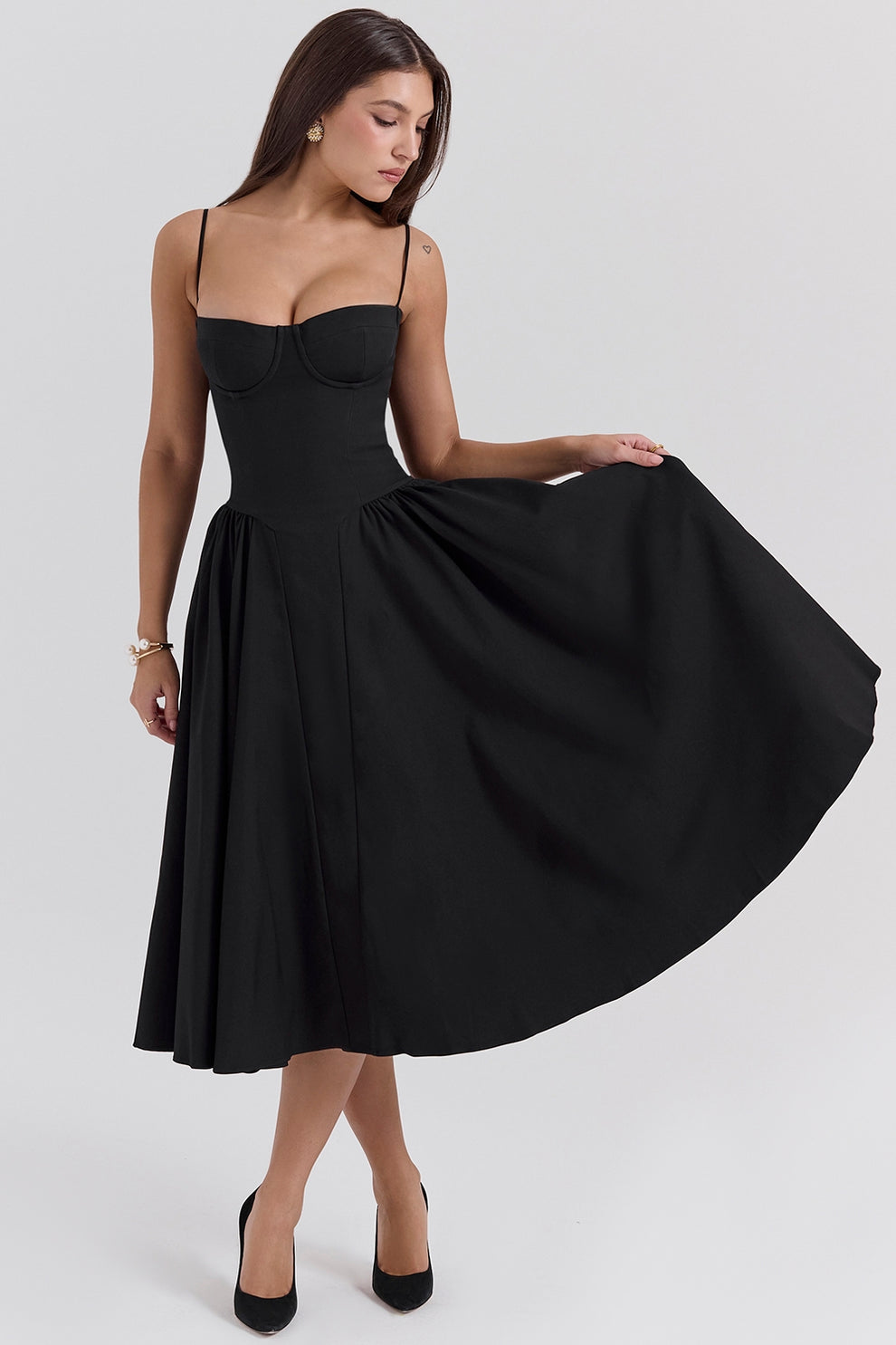 Maissa | Midi Dress with Sweetheart Neckline