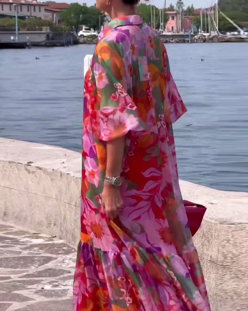 Tanisha | Floral Print Collared Maxi Dress