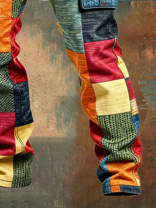 Gracin | Patchwork Cargo Pocket Straight Leg Trousers