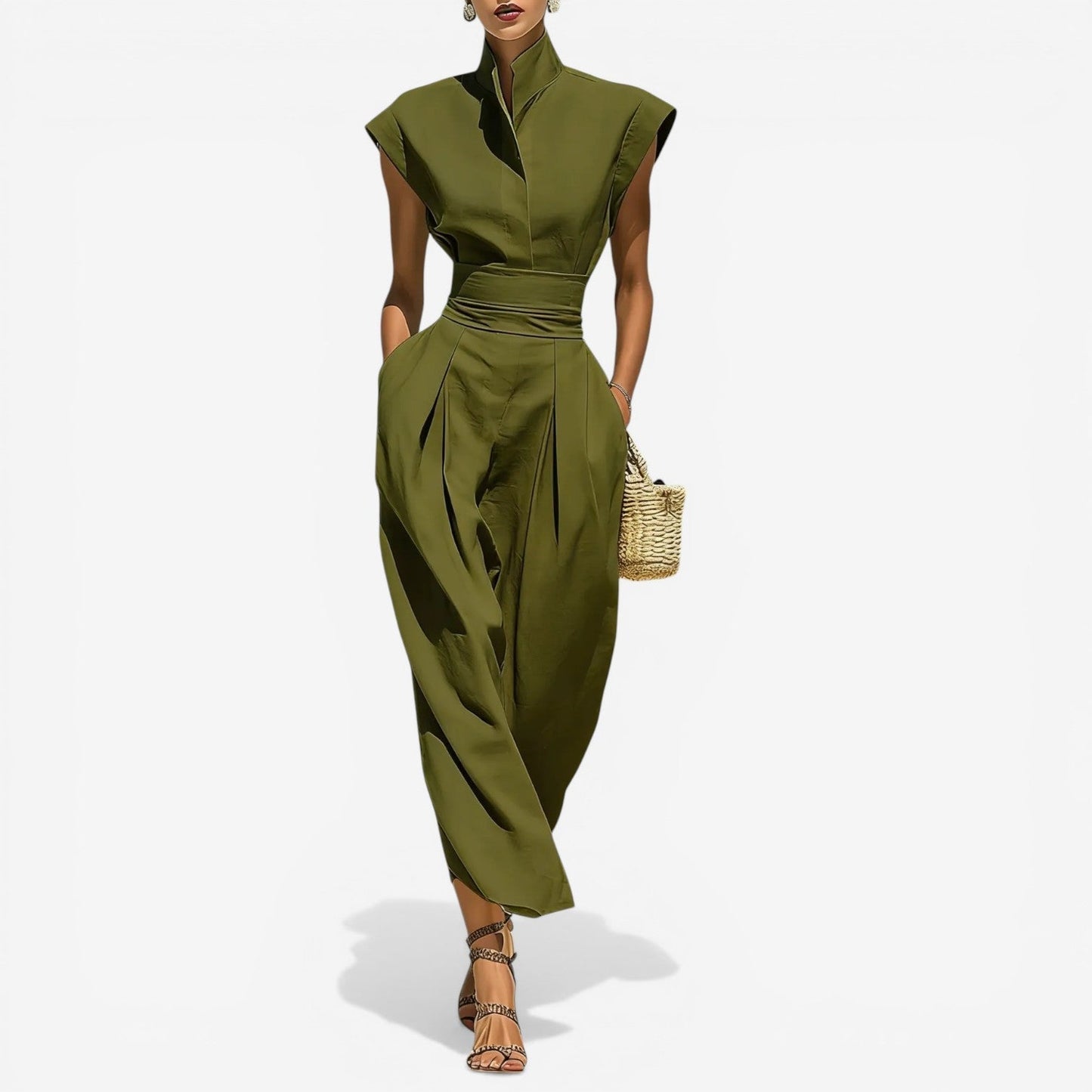 Nyrena | Jumpsuit High Neck Sleeveless Wide Leg