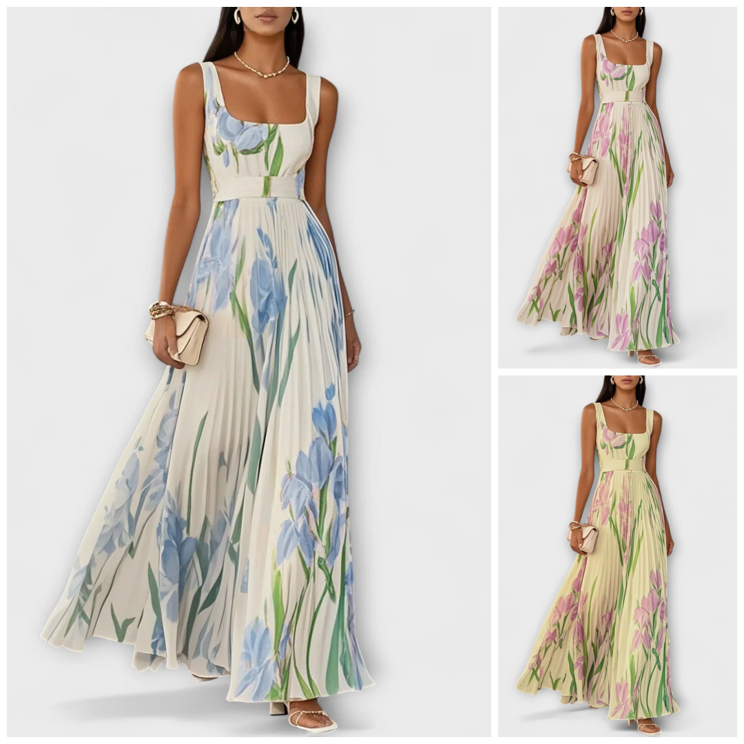 Tressa | Sleeveless Floral Pleated Maxi Dress