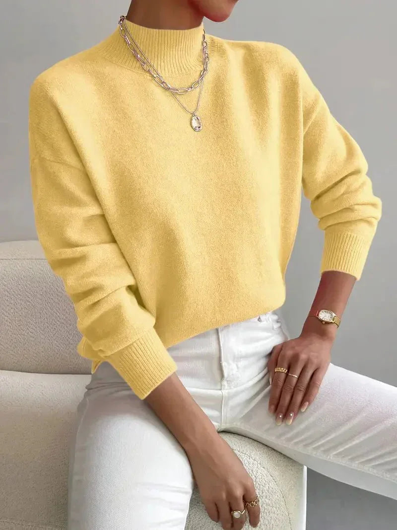 Leslie | Knit Jumper with Mock Neck and Long Sleeves