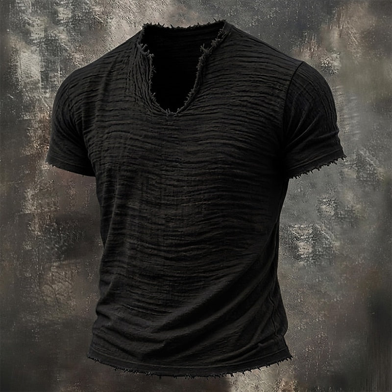 Pavel | T Shirt With V Neck Raw Hem