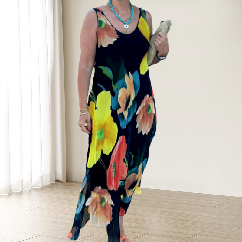 Marjo | Floral Print Sleeveless Maxi Dress