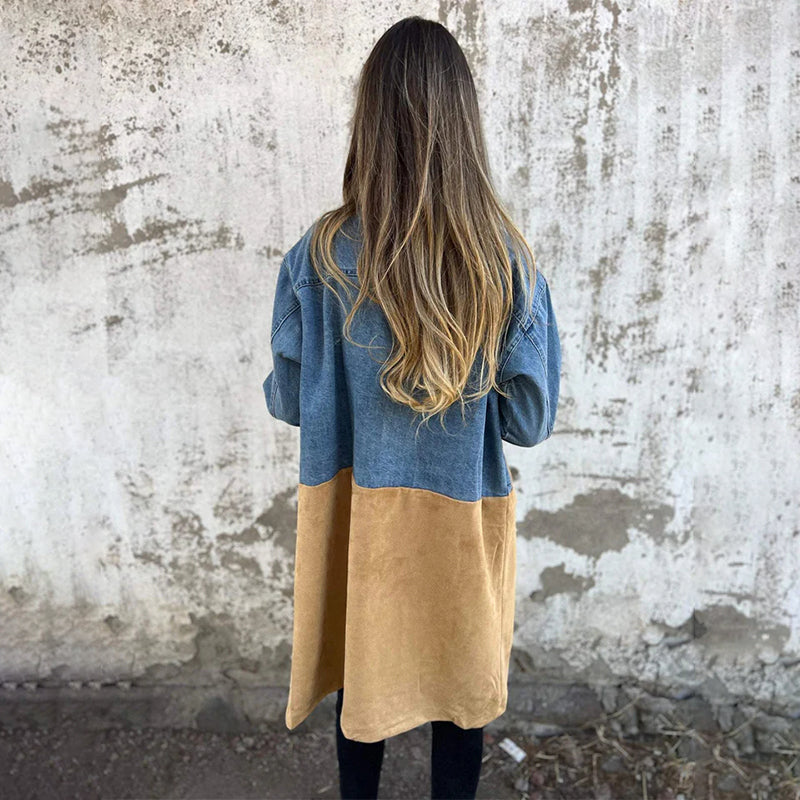Mascha | Mid Length Contrast Panel Trench Coat