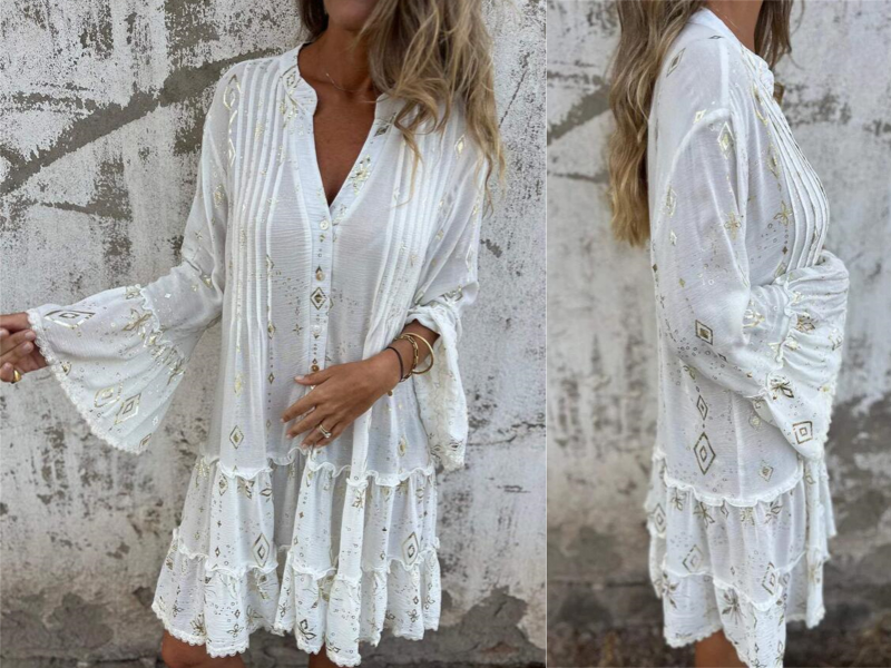 Gillian | Printed Long Sleeve Smock Dress