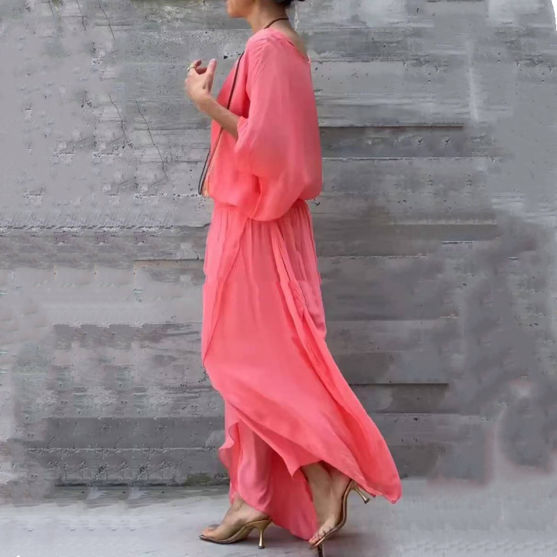 Alyson | Chiffon Layered Wide Leg Two Piece Set