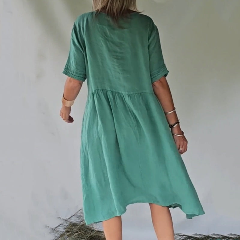 Lexi | Button Front Midi Dress Half Sleeves