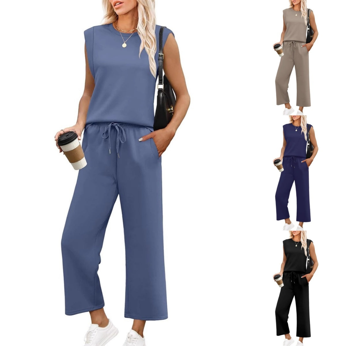 Odeta | Sleeveless Wide Leg Two Piece Set