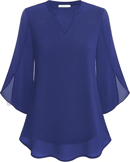 Styliani | Chiffon V Neck Bell Sleeve Blouse