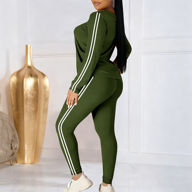 Shaked | Two-Piece Long-Sleeve Side-Stripe Fitted Tracksuit Set