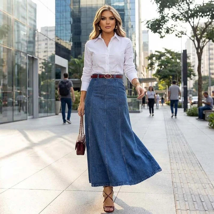 Bimansa | Denim High Waist A Line Skirt