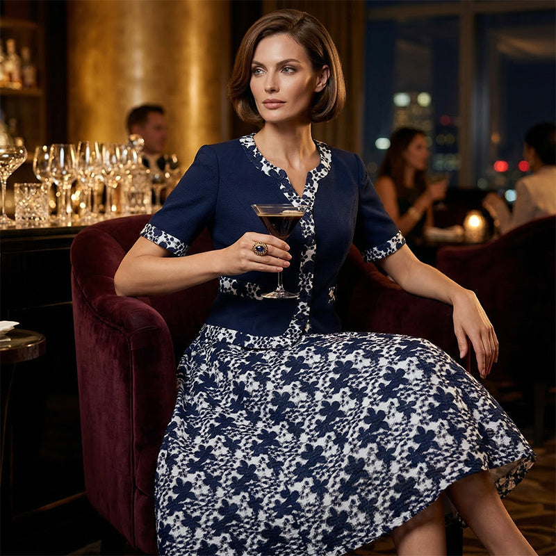 Jinia - Floral Print A Line Midi Dress