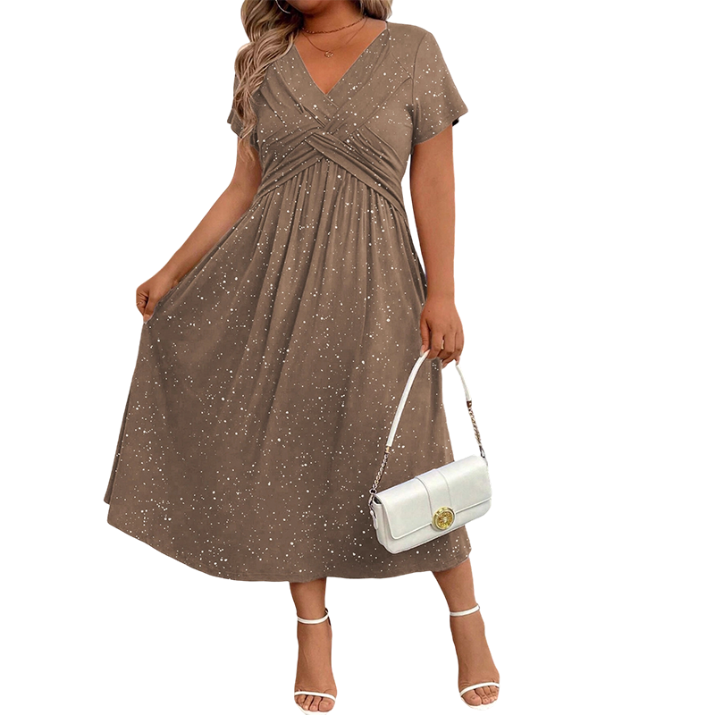 Sylinaa | Short Sleeve Twisted Midi Dress
