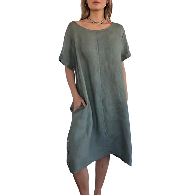 Sheela | Short Sleeve Pocket Midi Dress