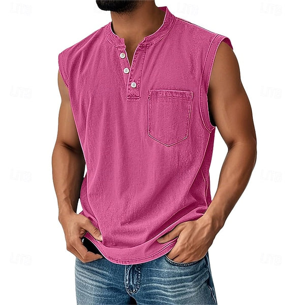 Latrell | Denim Henley Vest Top