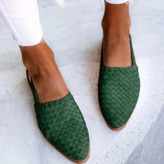 Leia | Woven Pointed Toe Flat Slip On Sandals