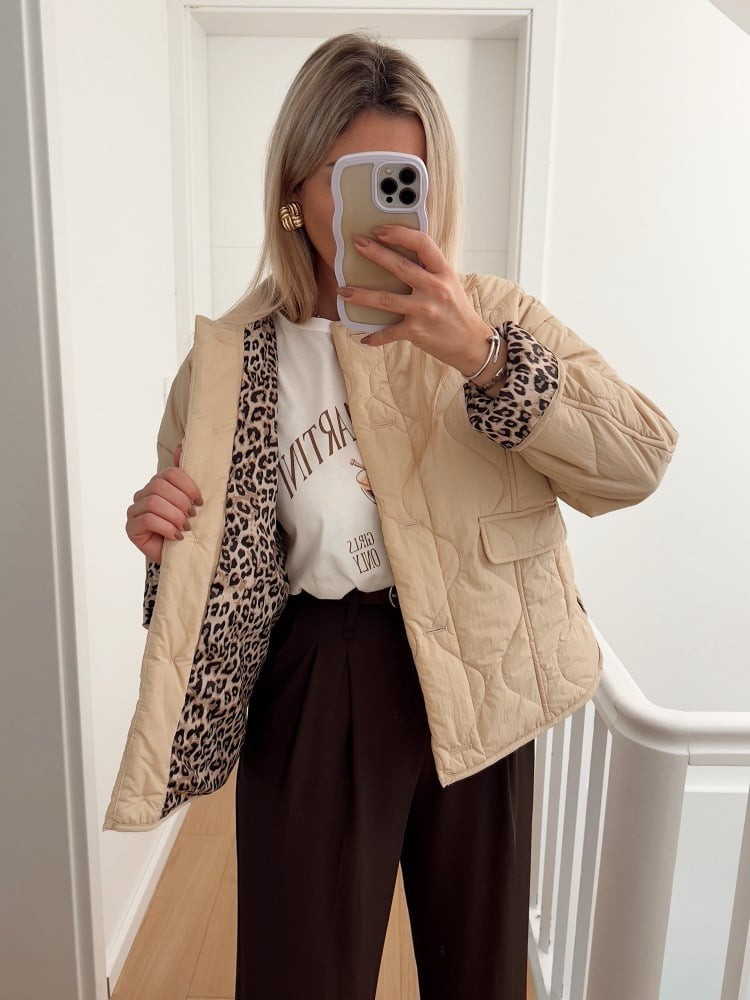 Emilia | Quilted Jacket with Leopard Lining