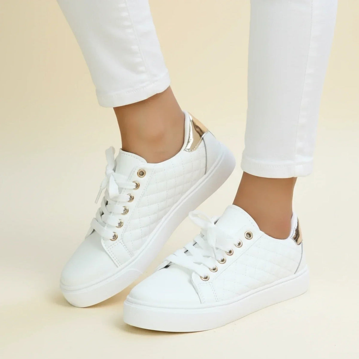 Tilley | Quilted Lace-Up Sneakers with Low Ankle Opening
