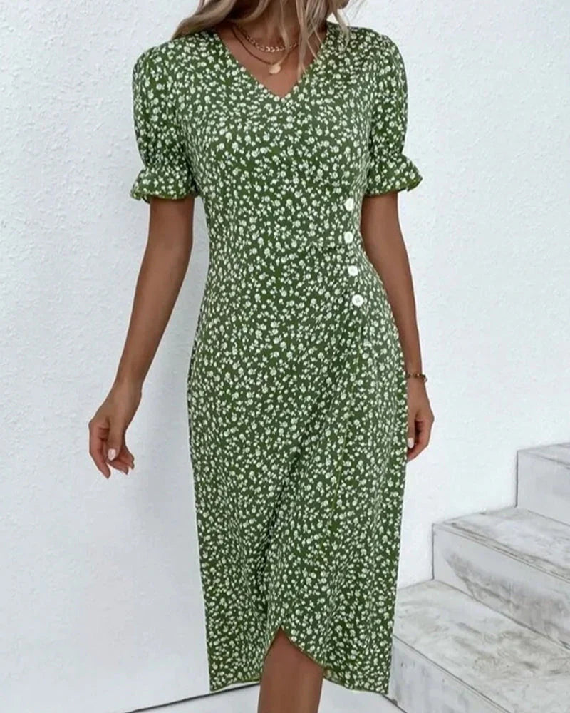 Tine | Floral Print Short Sleeve Wrap Dress
