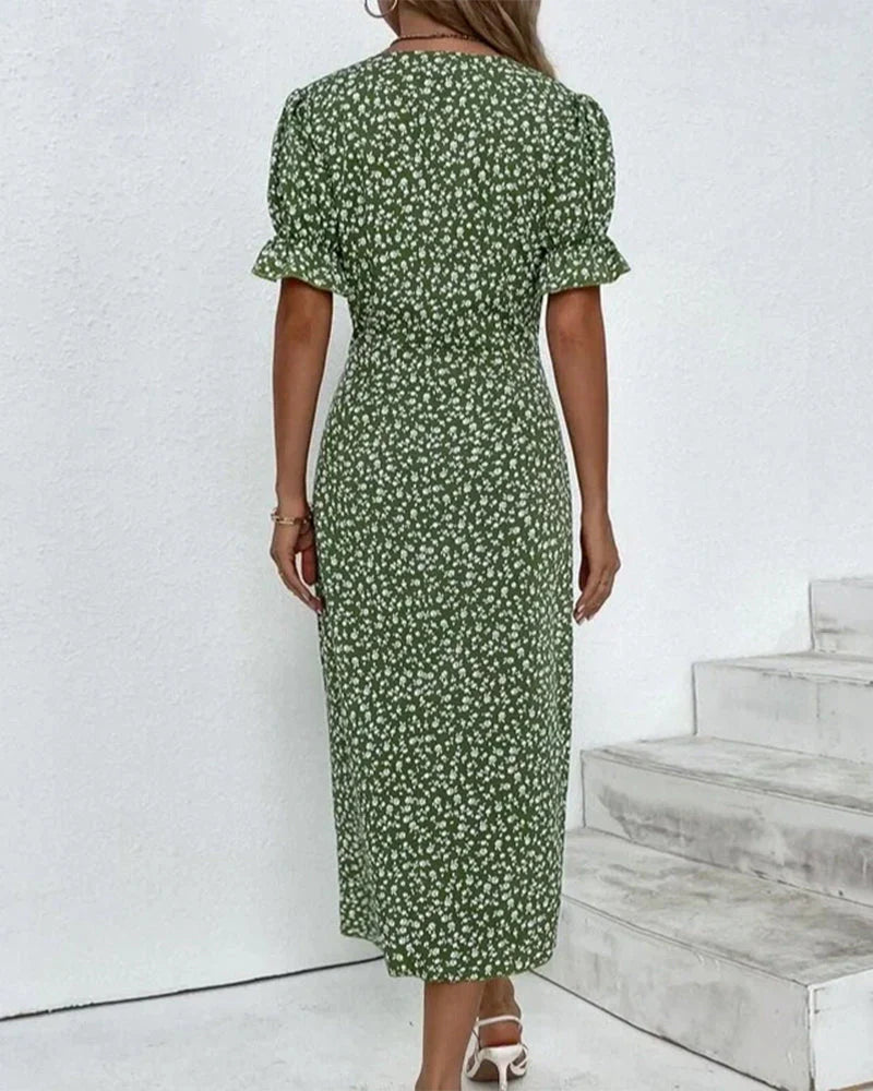 Tine | Floral Print Short Sleeve Wrap Dress