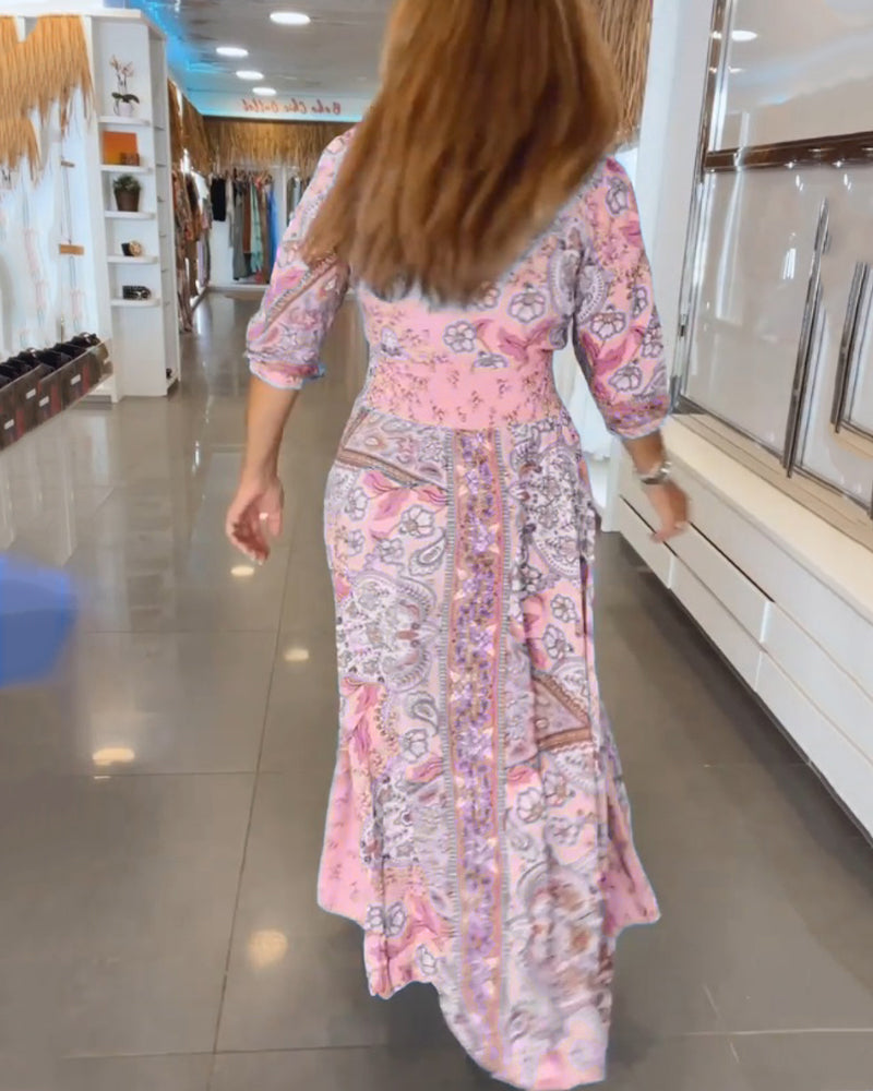 Taylor | Floral V Neck Midi Dress