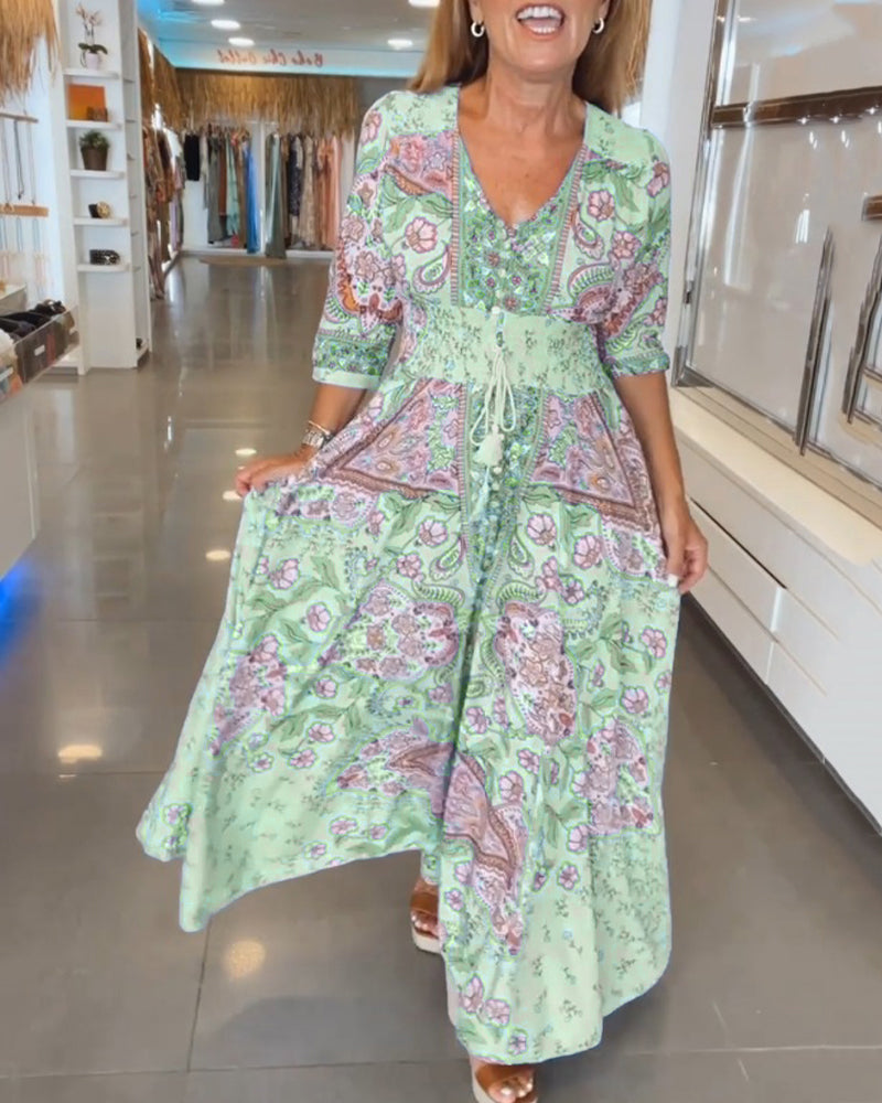 Taylor | Floral V Neck Midi Dress