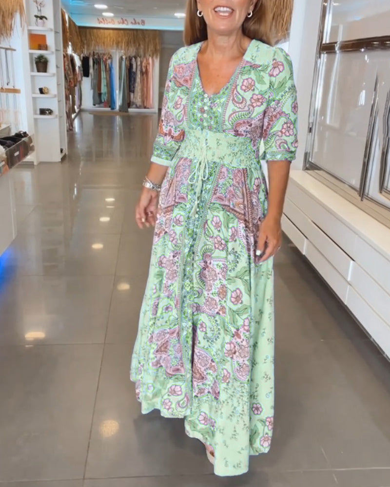 Taylor | Floral V Neck Midi Dress