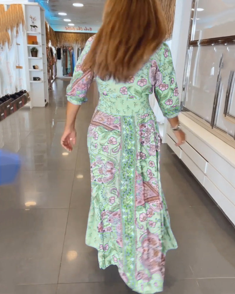 Taylor | Floral V Neck Midi Dress