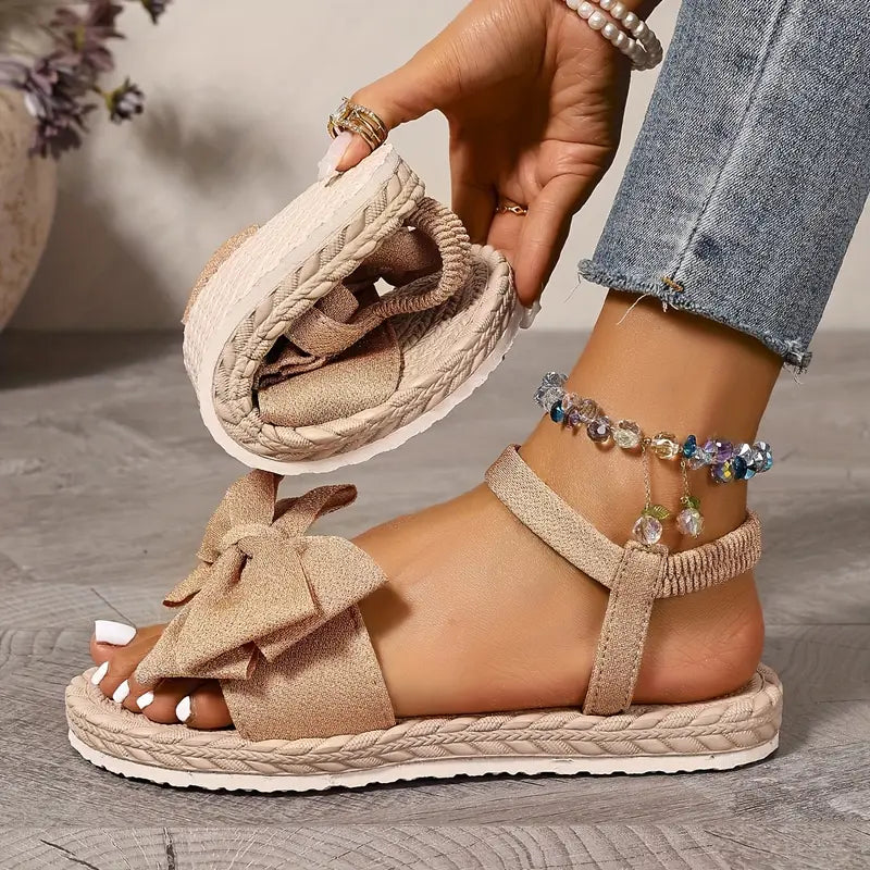 Michela | Bow Strap Flat Open Toe Sandals