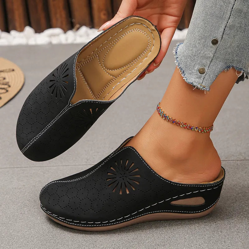 Lainey | Mule Clogs With Floral Cut Outs