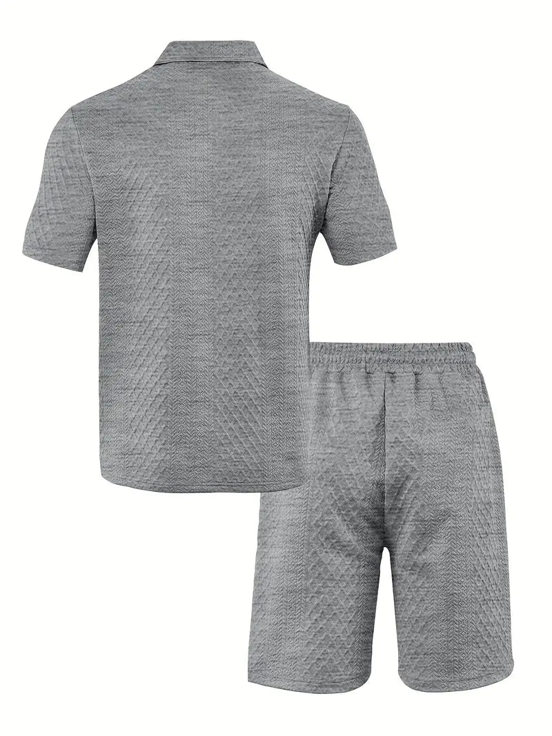 Francisco | Polo Shirt And Textured Shorts Set