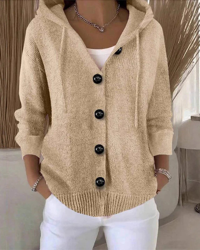 Noreen | Hooded Cardigan with Button Front
