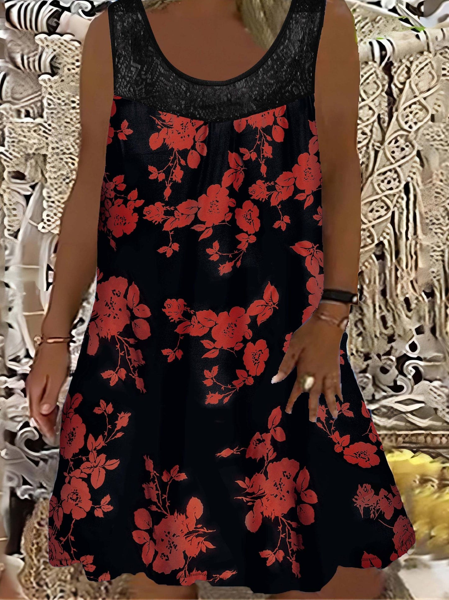 Samudri | Floral Lace Mini Dress