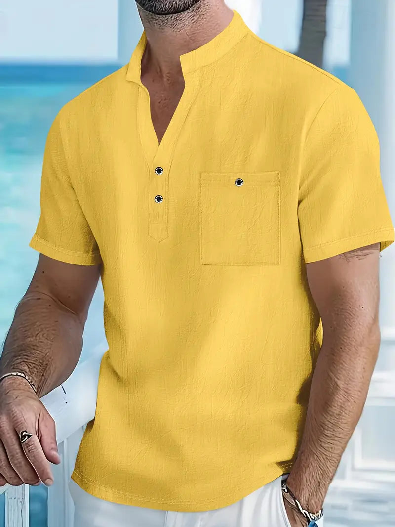 Vaughn - Short Sleeve Henley Pocket Shirt