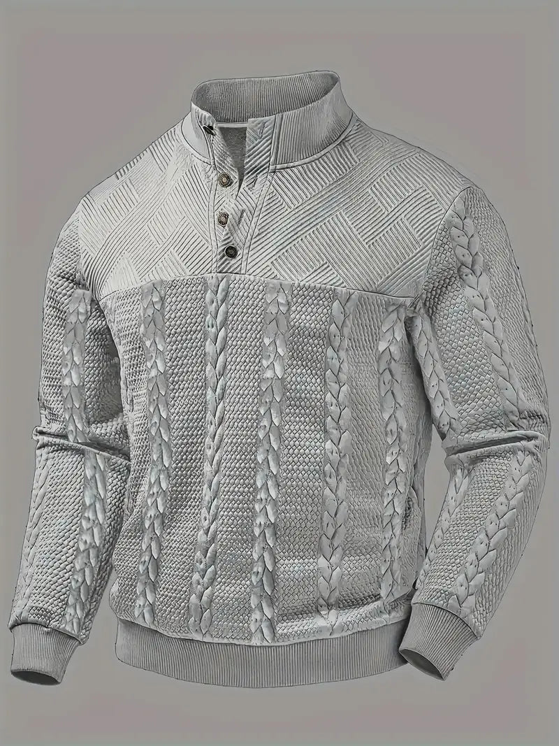 Dawson | Long Sleeve Textured Henley Knit Sweater
