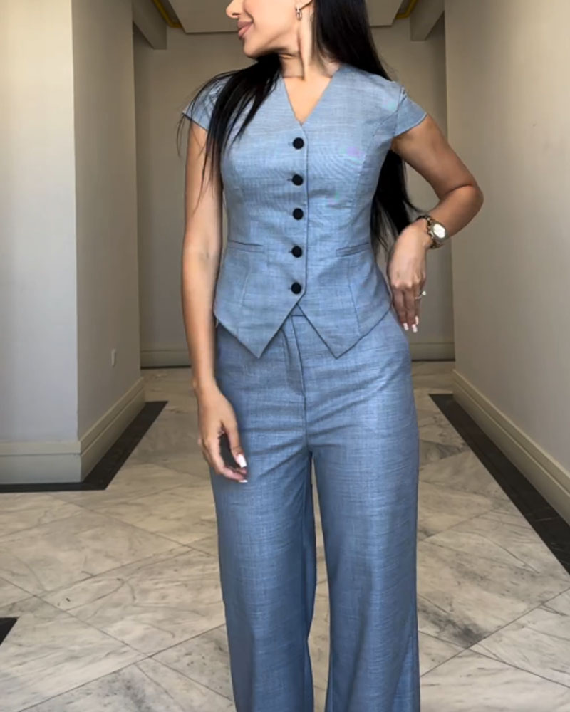 Nizhoni | Button Front Wide Leg Jumpsuit