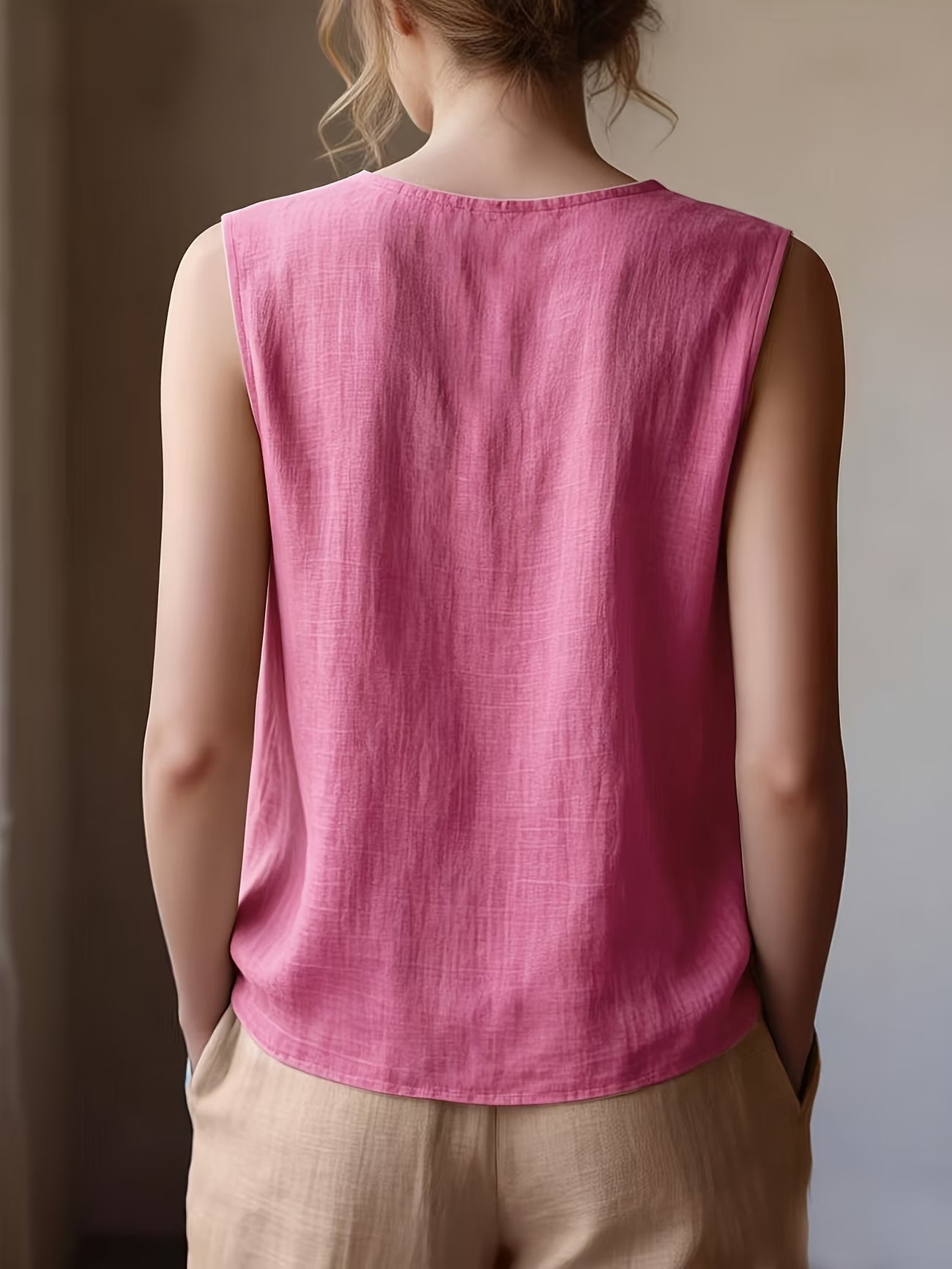 Safiya | Sleeveless Ruffle Neck Relaxed Blouse