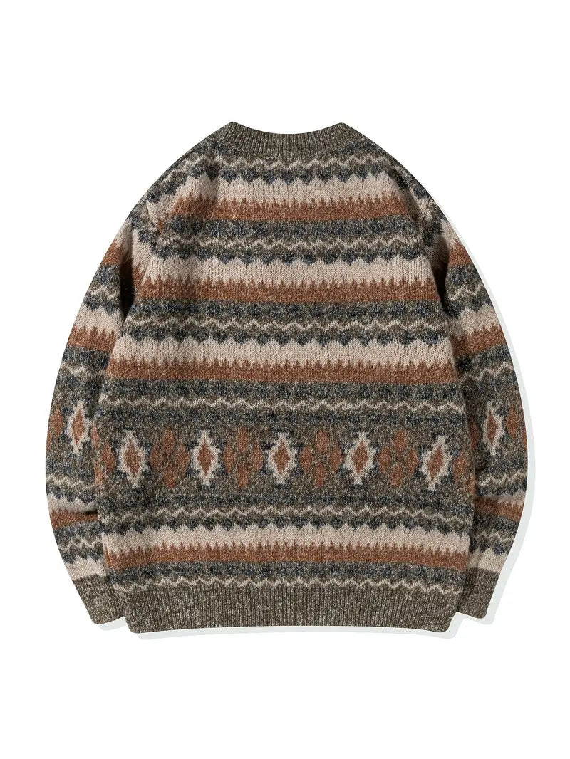 Hartman | Crew Neck Geometric Knitted Sweater