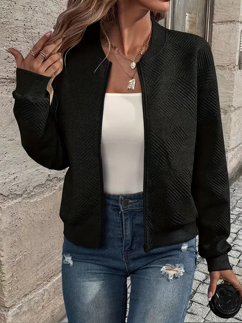 Juanita | Textured Zip-Up Long Sleeve Jacket