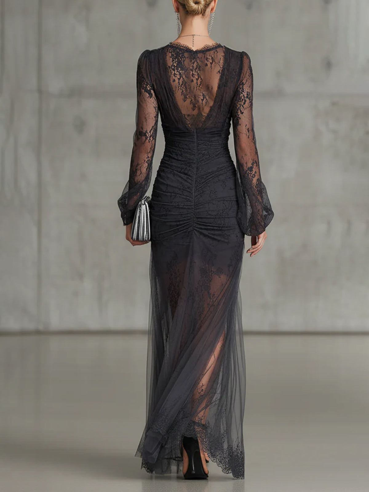 Laena | Lace V-Neck Long Sleeve Maxi Dress