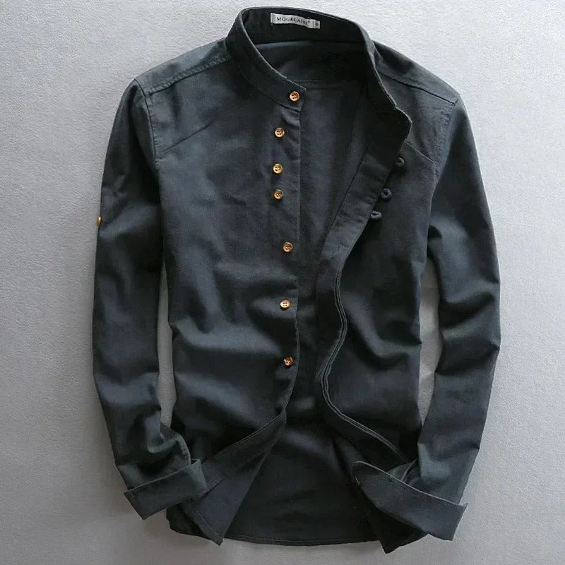 Tevin | Long Sleeve Stand Collar Button Shirt