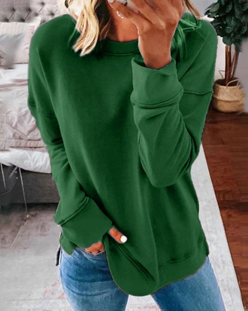 Gilda | Relaxed Long Sleeve Sweatshirt with Side Slits