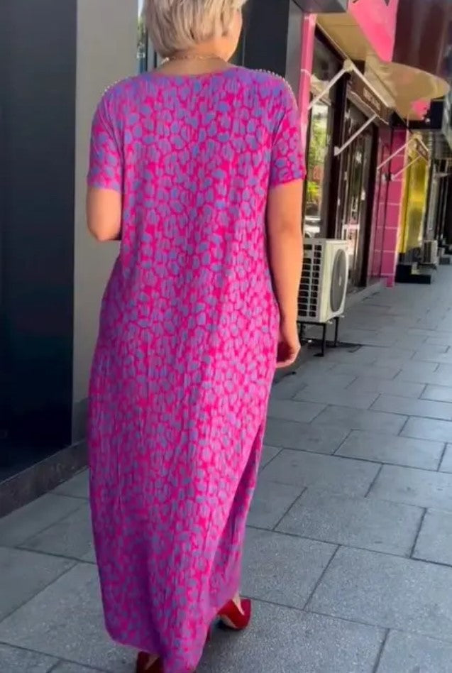 Bettina | Printed Maxi Dress with Short Sleeves
