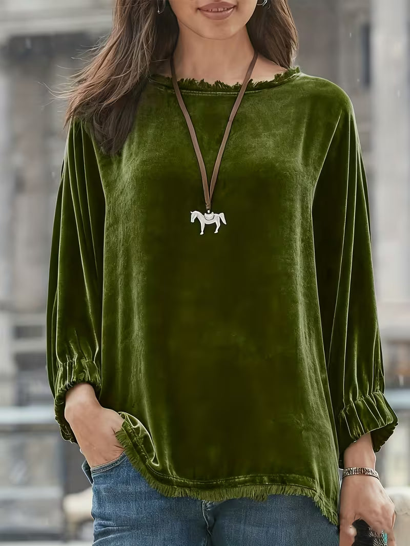 Petunia | Velvet Long Sleeve Loose Fit Top