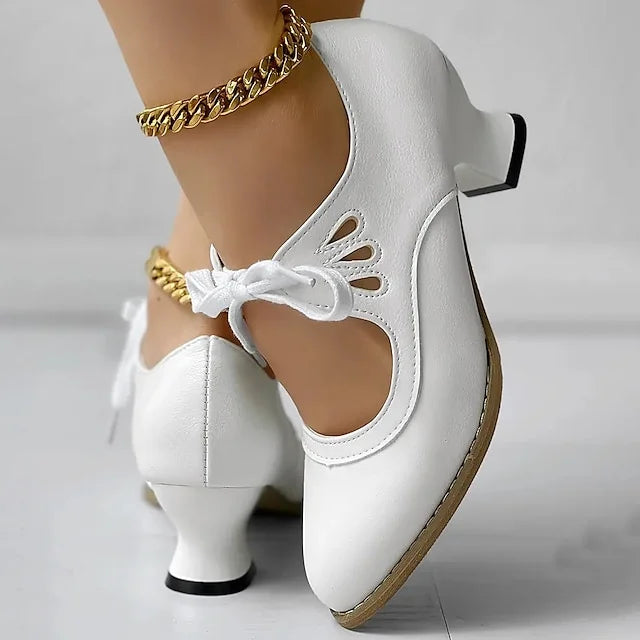 Zydrune | Cut Out Block Heel Court Shoes